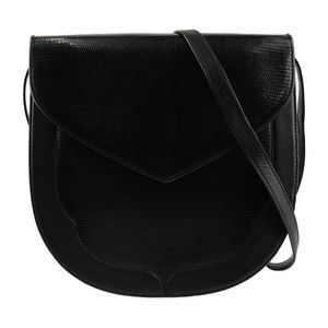 Saint Laurent Vintage Lizard Leather Shoulder Bag Black